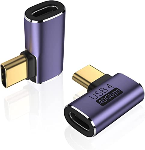 Image of MICROWARE Right Angle USB C Adapter, 40Gbps USB C Adapter, 90 Degree Type-C Male to Female Adapter, USB C Splitter Adapter Support 8K Video Display 100W Charging for Thunderbolt, USB C Mobile Phone