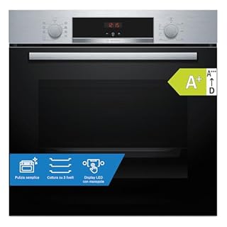 Bosch HBA534BS3F, Forno da incasso, EcoClean: pulizia della parete posteriore senza alcun detergente, Display LED Rosso,Inox, 60 x 60 cm