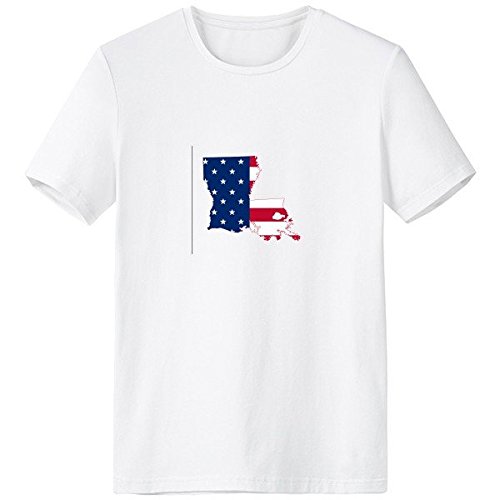 T-shirt États-Unis Louisiane blanc en coton premium doux et col ras du cou soigné
