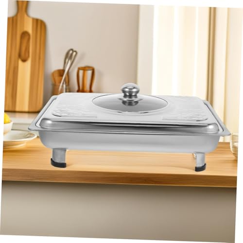 Plateau de service rectangulaire avec couvercle Milisten en acier inoxydable - 5