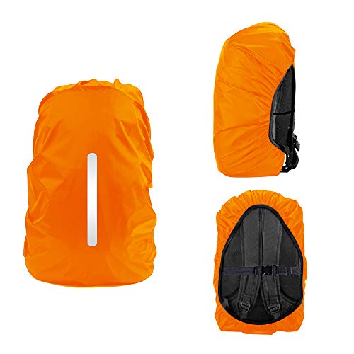 LAMA Backpack Rain Cover, Waterproof, for School Bags, with Reflective Strips, Adjustable Buckle S (18L-25L) M (26L-40L) L (41L-55L), orange - Image 3