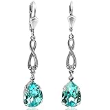 Metall antik versilbert Jugendstil Ohrringe mit Kristallen von Swarovski® Silber Türkis NOBEL SCHMUCK