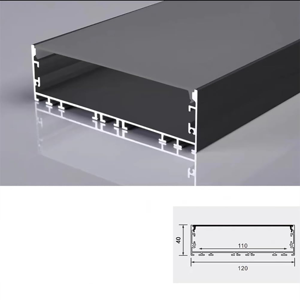 6 m U-förmiges LED-Aluminiumprofil, schwarzer K mit milchig-weißer Abdeckung, 6 m Lichtstreifendiffusor für reibungslose Beleuchtung, 120 x 40 mm, U-S-Systemschienenzubehör