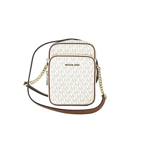 Michael Kors Jet Set Travel Signature PVC Medium Logo Chain Crossbody Flight Bag (Vanilla)