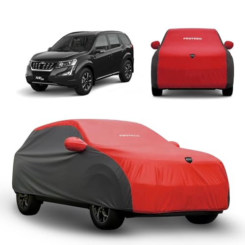 Image of PROTEGO Prime Series India's 1st Anti-Tear Car Cover for Mahindra XUV 500 | Heavy-Duty, Custom Fit, All Weather Protection | 100% Waterproof, Windproof & Hail Resistant | 2-Year Warranty | Red + Black