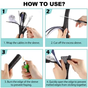 Image of AGPTEK Cable Sleeve, 10ft - 1.5 inch Cable Management Desk Cord Cover Organizer Wire Hider for Home Office Computer TV Wire Loom Tubing Pet Proof Cord Protector from Cat Dog Chewing, Black