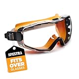 SPEXTRA Safety Goggles Over Glasses Anti-Fog Clear Lens, ANSI Z87.1 Impact Resistance, UV Protection, Lab Chemistry Goggles with Adjustable Headband, Quick-Adjust Buckle, Eyewear for Men Women
