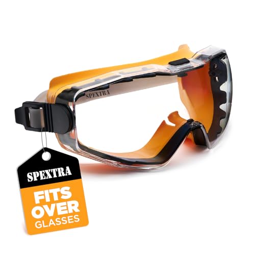 SPEXTRA Safety Goggles Over Glasses Anti-Fog Clear Lens, ANSI Z87.1