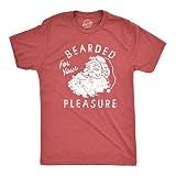 Mens Bearded for Your Pleasure T Shirt Funny Xmas Party Naughty Santa Tee for Guys Funny T Shirts Christmas Apparel for Men Cool Adult Humor Short Sleeve Red - L
