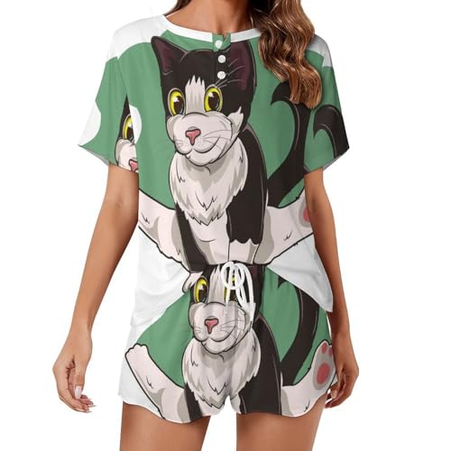 Sleepwear été pour femme chat rigolo parfait pour vos nuits de canicule
