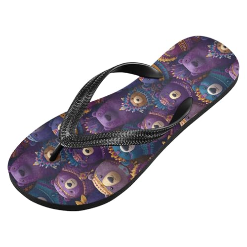 Flip Flop Sandals Indian Bear Cartoon Print for Women Men Beach Outdoor XS2