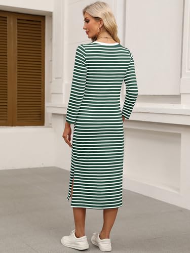 Image of ANRABESS Women Fall Long Sleeve Midi T Shirt Dresses with Pockets