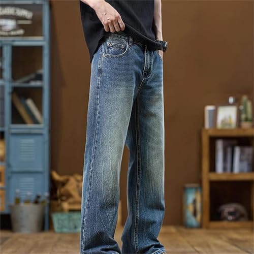 Men's Flared Jeans – Bootcut Denim Pants Streetwear Blue Full-Length Trousers4