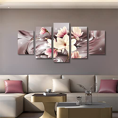 Abstract Flower Poster - Blush Pink Flower Picture Wall Art Decor Canvas Wall Art Print Floral Paintings, Bedroom Wall Decor Pink Orchid Picture Artwork, Office Decor Art Picture (L,80X40Inch) #TOP2
