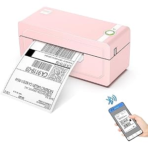 JADENS Bluetooth Thermal Shipping Label Printer – Wireless 4x6 Shipping Label Printer, Compatible with Android, iPhone, Windows & Mac, Widely Used for Ebay, Amazon, Shopify, Etsy, USPS(Pink)