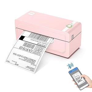 JADENS Bluetooth Thermal Label Printer 4x6, Pink Wireless Shipping Label Printer for Small Business & Packages, Compatible with iOS, Android, Mac, Windows, Amazon, Etsy, Ebay, Shopify