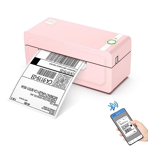 JADENS Bluetooth Thermal Shipping Label Printer – Wireless 4x6 Shipping Label Printer, Compatible with Android, iPhone, Windows & Mac, Widely Used for Ebay, Amazon, Shopify, Etsy, USPS(Pink)
