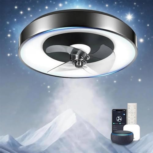 Aigostar Ventilador de Techo con Luz Alexa 50CM, 40W, 4400LM, 2700K-6500K Regulable, Ventilador Techo Alexa con Mando a Distancia y Gateway, 6 Velocidades