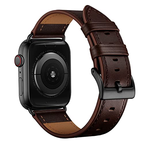 Bracelet en cuir véritable Apple Watch 38/40/41mm marron élégant pour iWatch Series