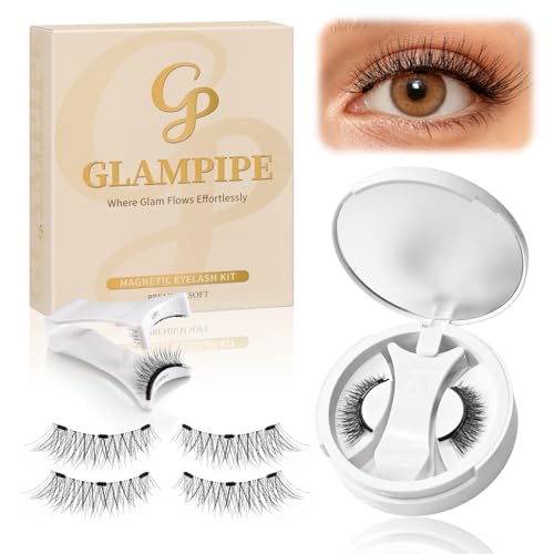 Magnetic Eyelashes Without Eyeliner, No Glue Magnetic Lashes with Applicator, Reusable Natural Look Lashes, Lightweight & Comfortable, Easy to Apply and Remove-3