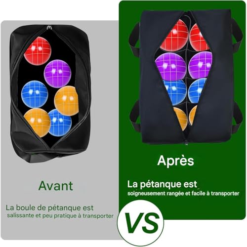 Sac à boules imperméable 8 compartiments | Sac de rangement robuste pétanque