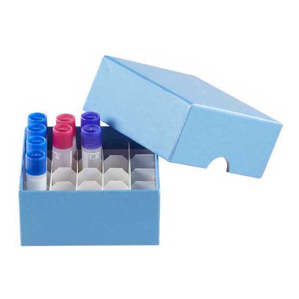 Heathrow Scientific 120519 Cardboard Cryogenic Vial Tube Storage Box, Blue, 1.5" Height, 3.4" Width, 3.4" Length (Pack of 200)