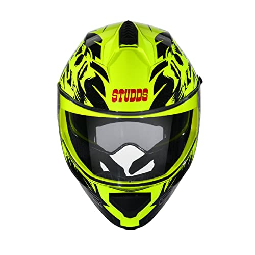 Image of Studds Drifter Full Face Helmet Yellow N9, Size: M(57-58cm)