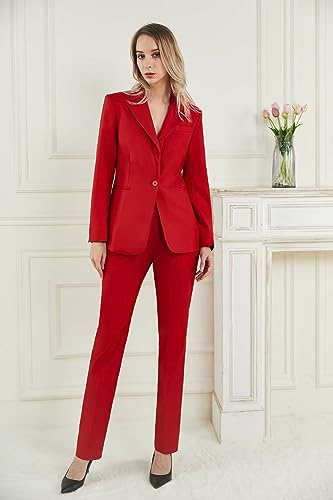 Women Suits 2 Piece Long Sleeve Business Solid V Neck Blazer and Pant Office Professional Set Suits 2023 New2