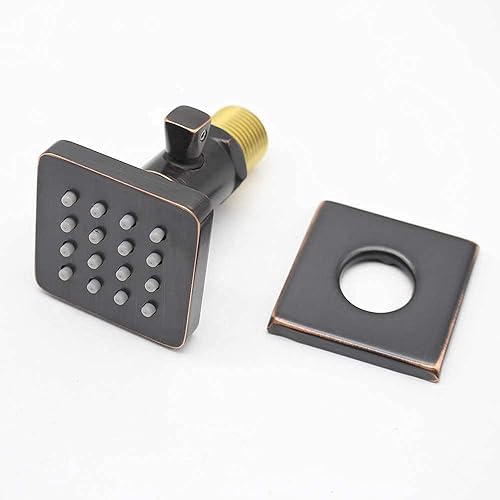 Miniatura 30 de Chorros de ducha cuadrados de oro cepillado con control de flujo y giratorio, chorros de masaje de agua ajustables de latón macizo, montaje en pared