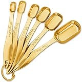 Gold Measuring Spoons Stainless Steel Narrow Measuring Spoons Set Heavy Duty Metal Measure Spoons Te