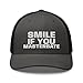 RIVEMUG Smile If You Masterbate Trucker Hat Curved Bill Mid Crown Adjustable Funny Cap Charcoal/Black