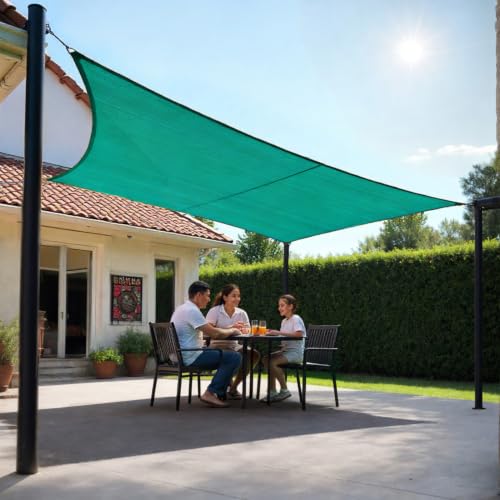 Image of HIPPO Shade Sail 9.5 Feet x 10 Feet Sun Shade 98% UV Block for Canopy Cover, Outdoor Patio, Garden, Pergola, Balcony Tent (Forest Green)