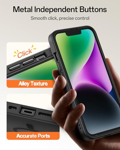 Image of UNBREAKcable Magnetic for iPhone 14 Case (6.1 inch), Compatible with MagSafe, Full Camera Protection, Built-in Magnetic Ring, Drop Protection Shockproof Slim iPhone Cover, Matte Anti-Fingerprint - Black