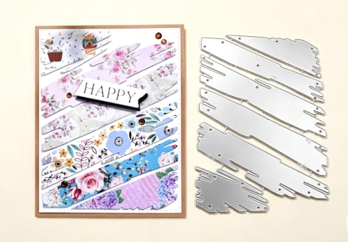 1 Pcs 3D Backgrounds Striped Frame Metal Cutting Die for Scrapbooking Greeting Card 5.7 x 4.1 in