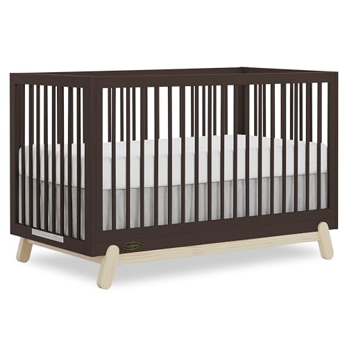Image of Dream On Me Hygge 5-in-1 Convertible Full-Size Baby Crib in Chocolate Chip and Voak, GreenGuard Gold & JPMA, Converts to Toddler, Day & Full-Size Bed, Adjustable Mattress Heights, Modern Nursery