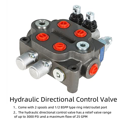 Liguvcy Hydraulic Directional Double Acting Control Monoblock Valve, 2 Spool 25Gpm Bspp Ports Hydraulic Directional Control Valve 3000 Psi Fit For Small Tractors Loaders Etc #TOP3