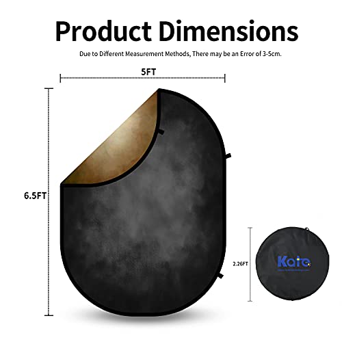Kate Collapsible Backdrop Microfiber Black and Brown Double Sided Pop up Collapsible Background, for Photography, for Photographers, 5x6.5ft - Image 3