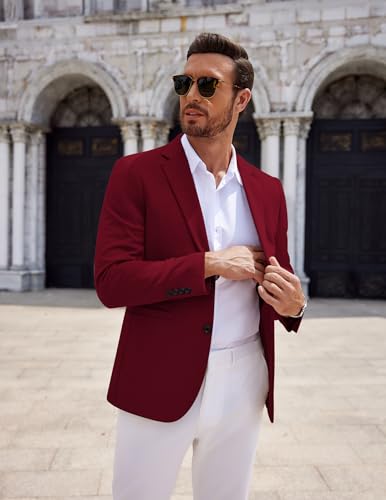 Image of COOFANDY Men's Casual Knit Blazer Two Button Lightweight Sport Coats Suit Jacket