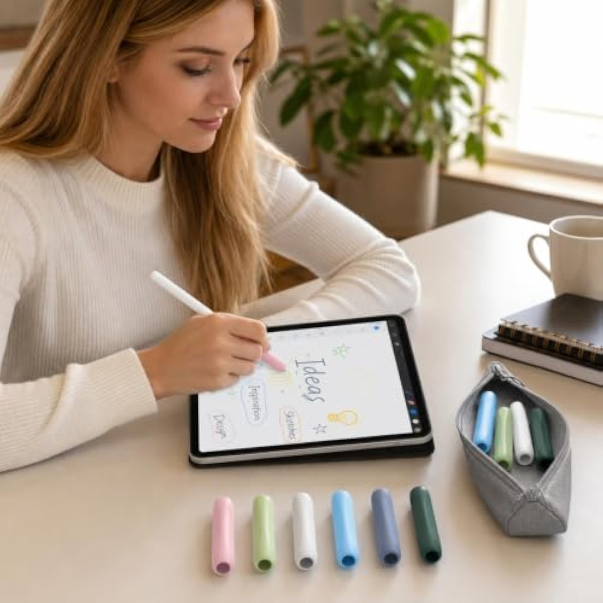 6PCS Pencil Grip Ergonomic Stylus Pen Sleeve Holder