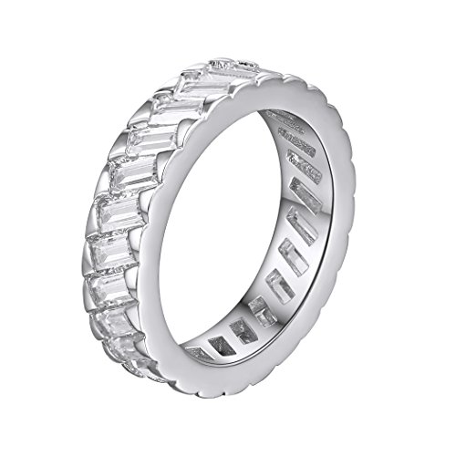 Preisvergleich Produktbild Suplight Damen Ring Platiniert CZ Zirkonia Bandring Partnerringe Freundschaftsringe Verlobungsring Ehering Fingerring, Silber