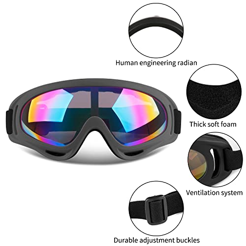 COOLOO Ski Goggles, 2 Pack Snow Goggles Snowboard Goggles for Men Women Kids - UV Protection Foam Anti-Scratch Dustproof - Thumbnail 2