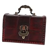 LOLIPPYY Caja de Madera Vintage con Cerradura Pequeña para Joyería y Collares Organizador Compacto y Portátil para Almacenaje Decorativo de Regalos y Pendientes