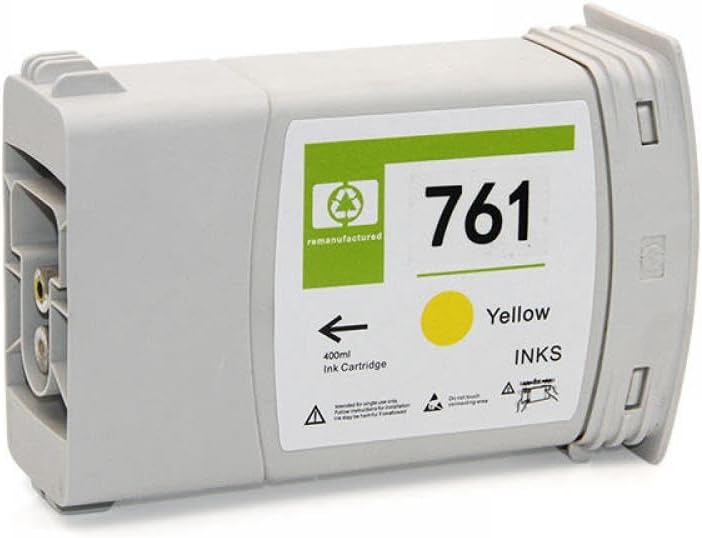 Replacement Pigment Ink Cartridge Full Set 6 Colors Compatible with DesignJet T7100 T7200 Printers for Model 761(Yellow)