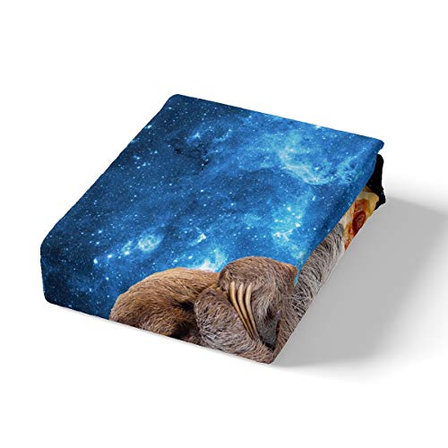 Loussiesd Kids Cartoon Sloth Bedding Set Cute Animal Pattern Comforter Cover for Kids Adult Galaxy Glitter Duvet Cover Pizza Print Bedspread Cover Room Decor 2Pcs With 1 Pillow Case Single Size - Image 3