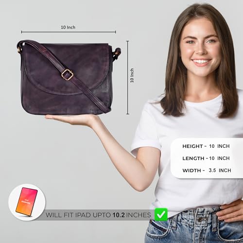 Image of Genuine Leather Shoulder Crossbody Purse For Women with Adjustable Strap, Mobile Pocket & Outside & Inside Zipper