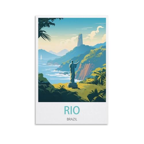 Poster de voyage vintage Rio Brazil HNROJICO en format 50 x 75 cm pour décoration murale