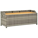 vidaXL Banc de Rangement de Jardin Coffre de Rangement d'Extérieur Banc de Rangement Stockage Arrière-Cour 120 cm Résine Tressée Gris