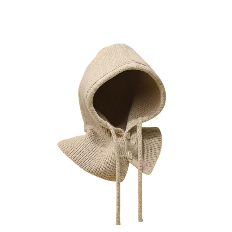 richmen Winter Hats for Women Balaclava Knit Beanie Skull Cap with Drawstring Hat Scarf Hooded for Girls Windproof Warm Unisex Collar Shawl Neck Protect Hat-picture-46