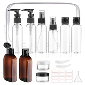 15Pack Travel Bottles for Toiletries Refillable Travel Size Containers TSA Approved Toiletry Bottles Leak Proof Toiletries for Women Men Clear Airport Toiletry Bag Shampoo Conditioner Lotion
