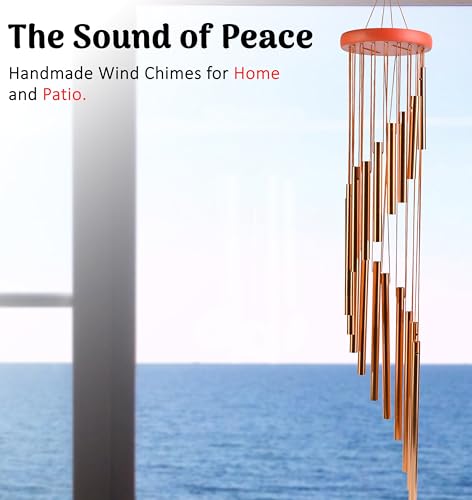 Image of ZAICUS Large Metal Wind Chime for Home & Garden, Rose Gold Wind Bell with Deep Soothing Tones, Outdoor Hanging Decor for Balcony, Patio & Entrance